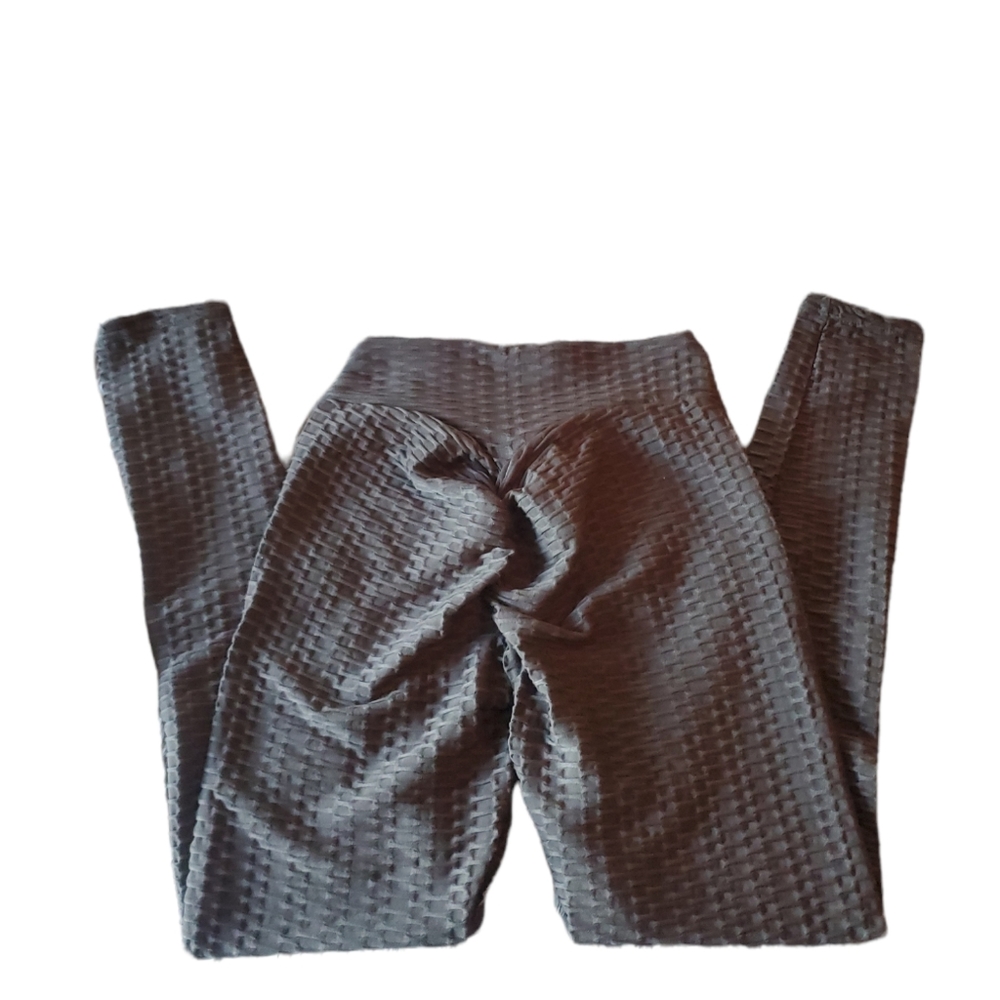Women's Trending Rear Enhancing TikTok Textured Honeycomb Leggings Black